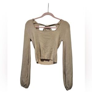 Tan Women's Blouse with Open Back